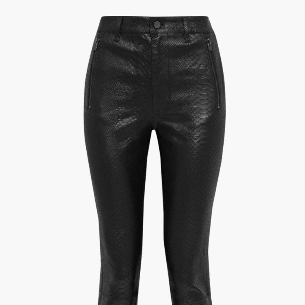 J Brand Lora Snake-Print 100% Leather Pants Size 27 Black